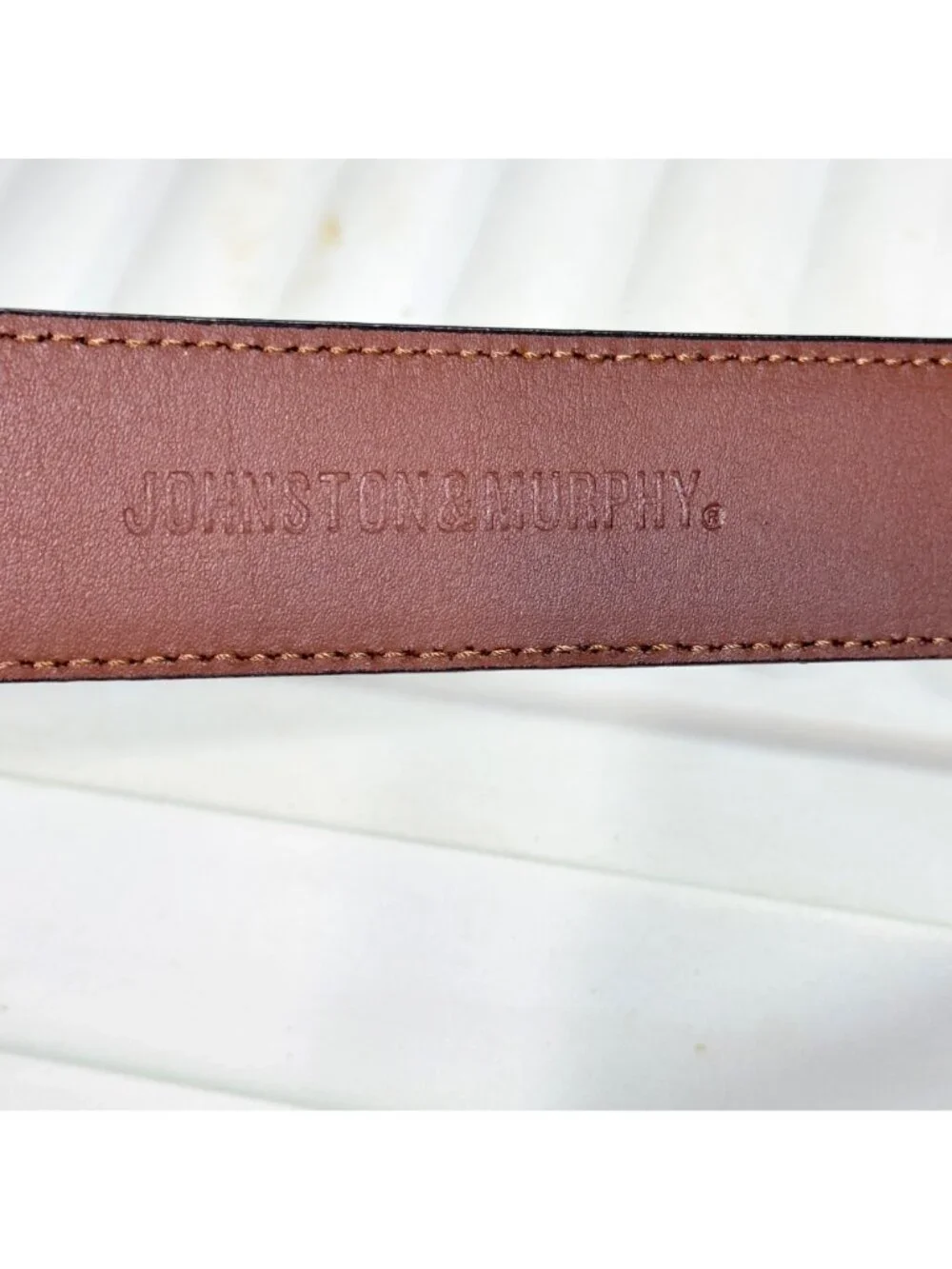 Johnston Murphy Men’s Dress Belt Black Leather Silver-Tone Buckle Size 38